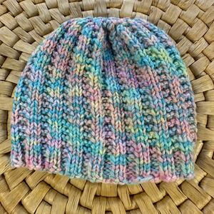 Kids Pastel Multicolor Knit‎ Beanie Hat Winter handmade colorful